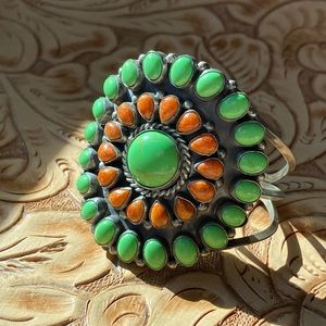 Rocki Gorman Gaspeite/Spiny Oyster “Circle of Life” Cluster Cuff Bracelet!